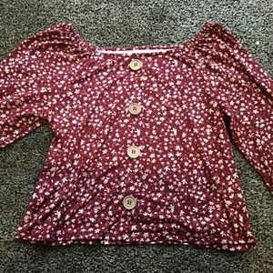 Mahogany off the shoulder shirt